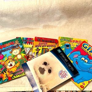 New kids coloring & activity book lot 5 included + bonus Incredibles wipe offs‼️